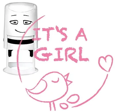 Motif à tampon – it’s a girl avec oiseau