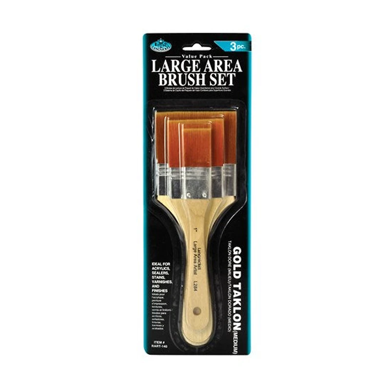 Ens. 3 pinceaux en taklon dorés plat