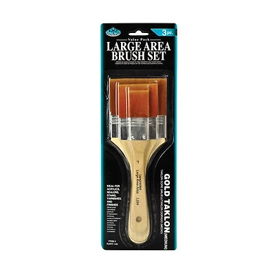 Ens. 3 pinceaux en taklon dorés plat