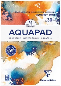 BLOC COLLÉ AQUAPAD - GRAIN FIN 11,7 X 16,5 Pouces