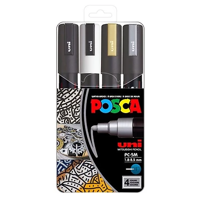 Set of 4 Posca Marker Pc-5M Metallic