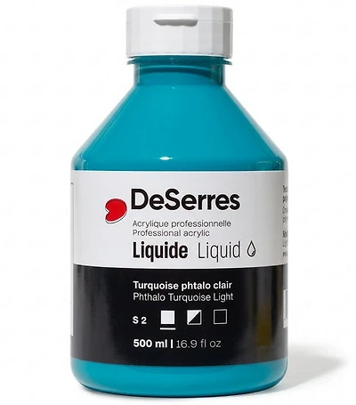 Acrylique liquide turquoise phtalo clair série 2 - 500ml