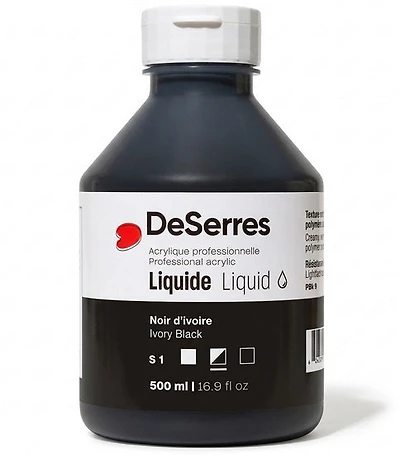 Acrylique liquide noir d'ivoire série 1 - 500ml