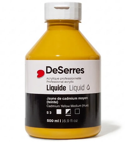 Acrylique liquide jaune cadmium moyen imitation série 3 - 500ml