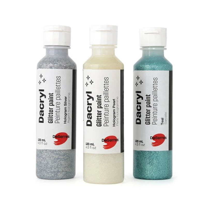 Dacryl Glitter Acrylic Paint - SILVER CENTIMETER - 120 MILLILIT