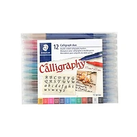 Ens. 12 marqueurs calligraphie double pointe