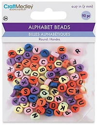 90 Alphabet beads - multicolor - 7mm
