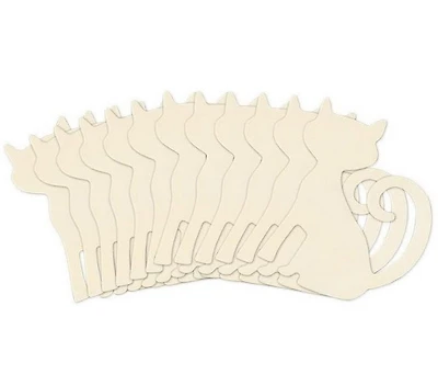 12 Formes bois - chat - 8cm