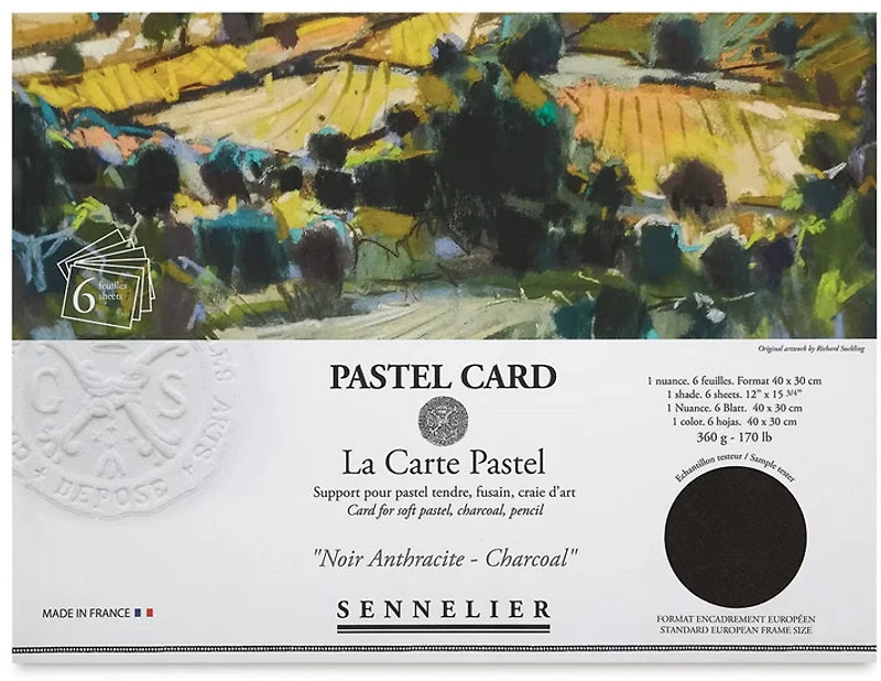 Pqt. 6 cartes pastel - 30x40cm - noir anthracite