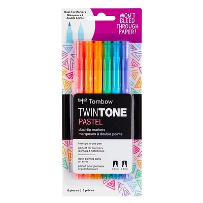 Ens. 6 feutre double pointe twintone pastel