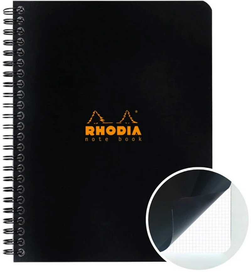 Rhodia Spiral Notebook-Graph - BLACK - 160 X 210 MILLIMETERS