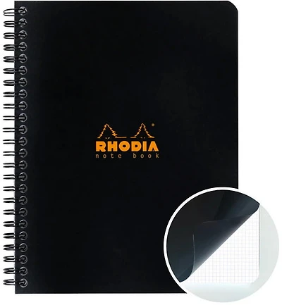 Rhodia Spiral Notebook-Graph - BLACK - 160 X 210 MILLIMETERS
