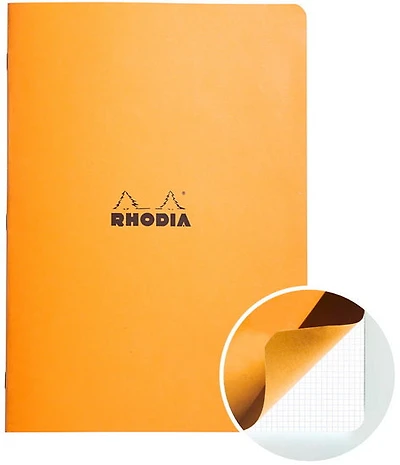 Carnet broché rhodia - quadrillé - orange - 210 x 297 millimètres