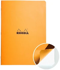 Stapled Rhodia Notebook-Graph - ORANGE - 210 X 297 MILLIMETERS