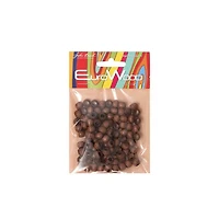 Perles large trou - rond - 2cm - brun (100)