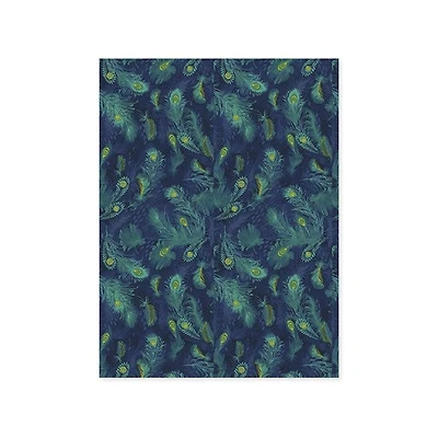 Papier imprimé - plumes de paon bleues