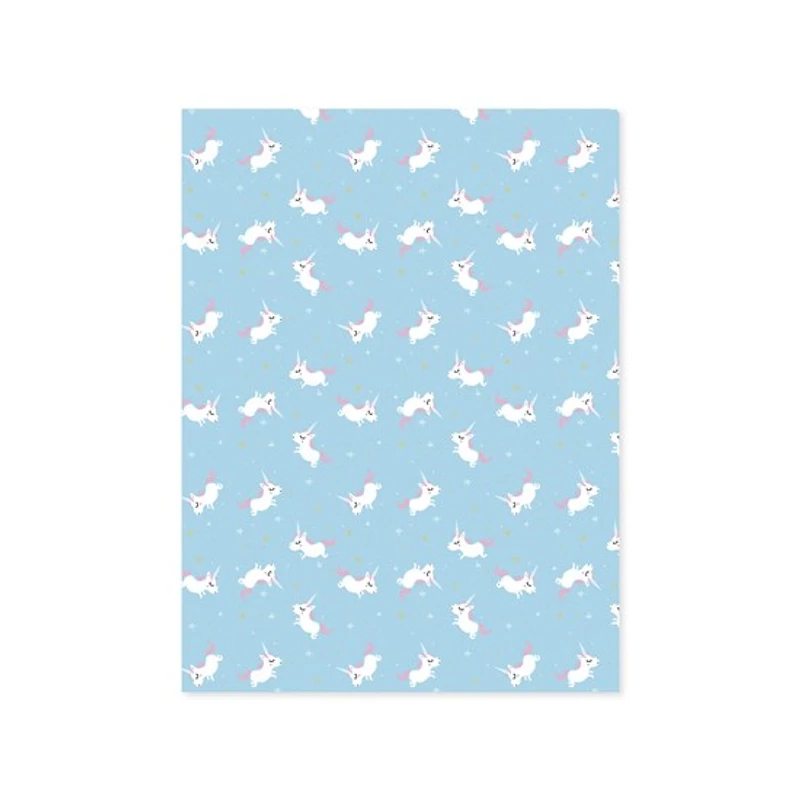 Papier imprimé - licornes/bleu
