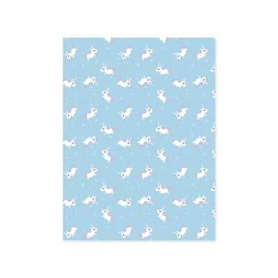Papier imprimé - licornes/bleu