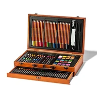 Mallette d'artiste en bois - 140 pièces