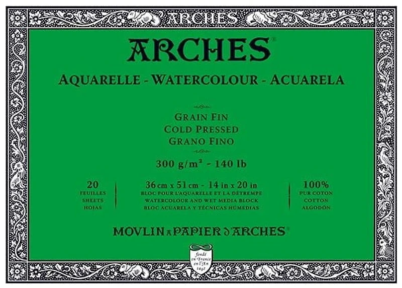 Watercolor pad - 100% cotton - 140lb - cp - 14x20in (20s)