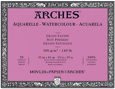 Watercolor pad - 100% cotton - 140lb - hp - 12x16in (20s)