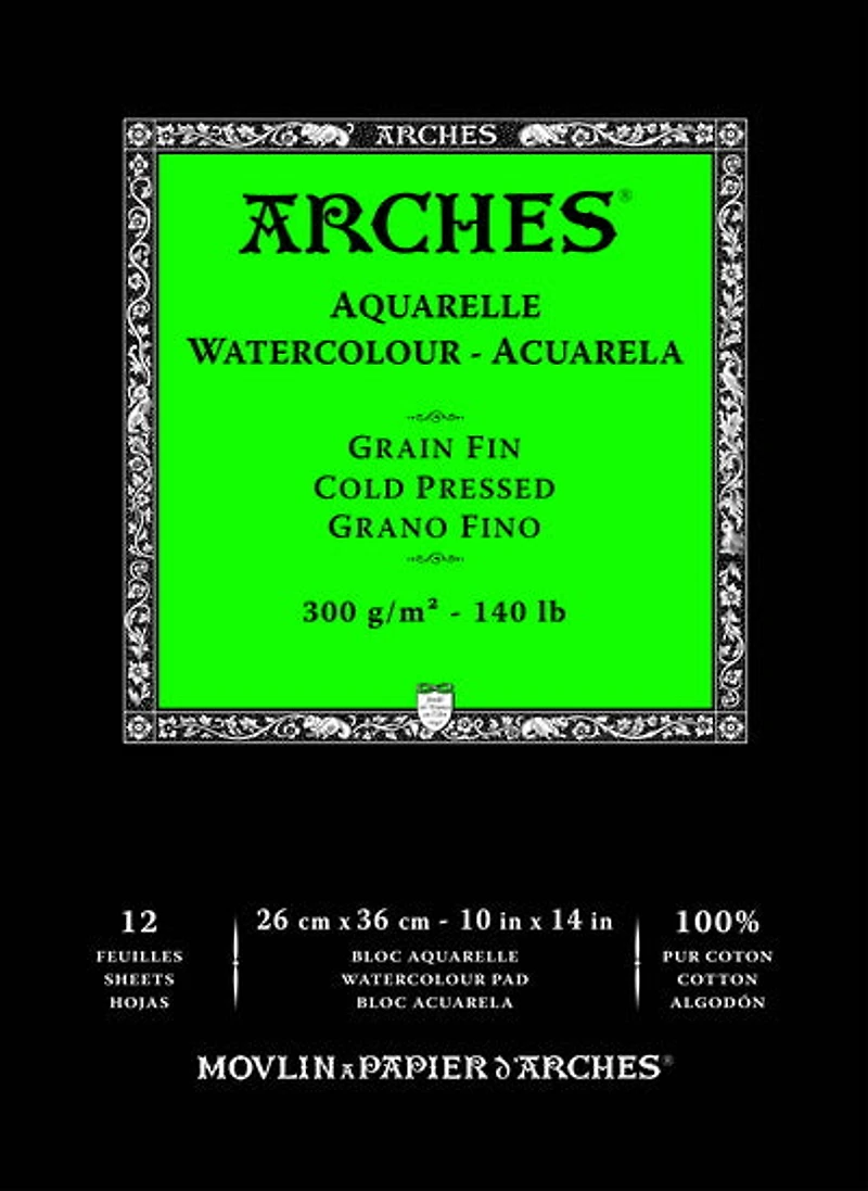 Bloc aquarelle - 100% coton - 140lb - cp - 10x14po (12f)