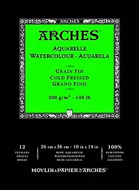 Bloc aquarelle - 100% coton - 140lb - cp - 10x14po (12f)