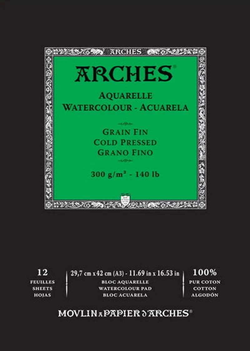 Bloc aquarelle - 100% coton - 140lb - cp - 12x16po (12f)