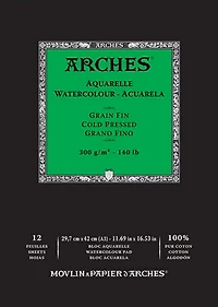 Bloc aquarelle - 100% coton - 140lb - cp - 12x16po (12f)