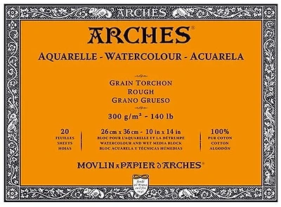 Bloc aquarelle - 100% coton - 140lb - rugueux - 10x14po (20f)