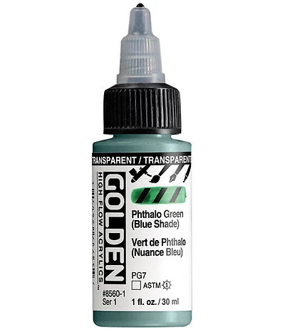 Acrylic high flow - 1 oz trans. phthalo green blue shade s1