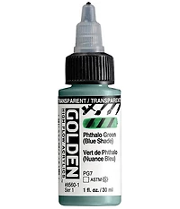Acrylic high flow - 1 oz  trans. phthalo green blue shade  s1