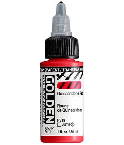 Acrylic high flow - 1 oz  transparent quinacridone red  s1