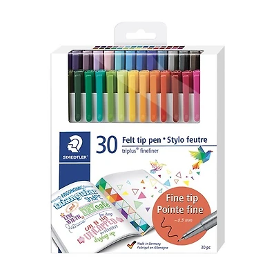Ens. 30 marqueurs feutres triplus fineliner 0.3mm