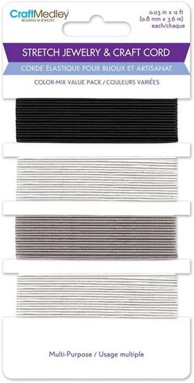 Elastic cord - 4 colors - 0.8mm - 14m