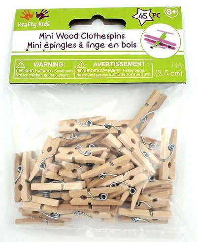 45 Clothespins - 2.5cm - natural