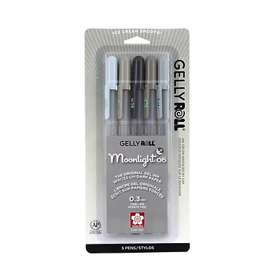Set of 5 gel pens gelly roll moonlight gray