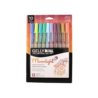 Ens. 10 stylos gel gelly roll 0.3mm moonlight couleurs assorties