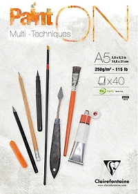 BLOC COLLÉ TECHNIQUES MIXTES PAINT'ON - EXTRA BLANC 5,8 X 8,3 Pouces