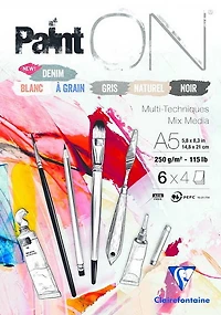 Bloc collé techniques mixtes paint'on - 6 couleurs - 5,8 x 8,3 pouces