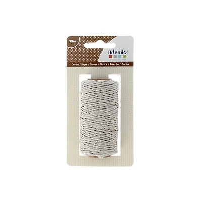 Cotton rope with silver thread 1.5 mm x 30 m