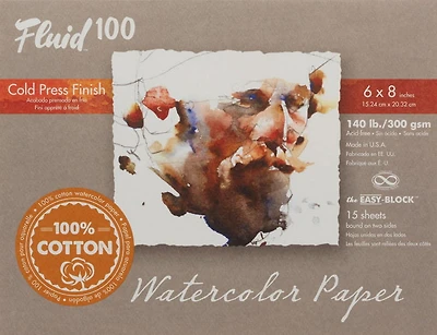 Bloc papier aquarelle 100% coton - cp - 140lb