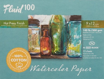Watercolor pad 100% cotton - hp - 140lb - 9x12in (15s)