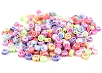 Pqt 300 perles rondes alphabet pastels