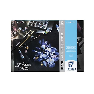 Bloc papier aquarelle vangogh a4 noir - 360g