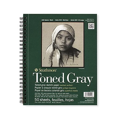 Bloc papier teinté - s400 - 9x12 - gris (50f)