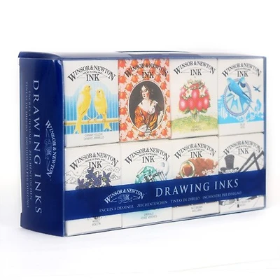 Ens. 8 encres à dessin collection henry