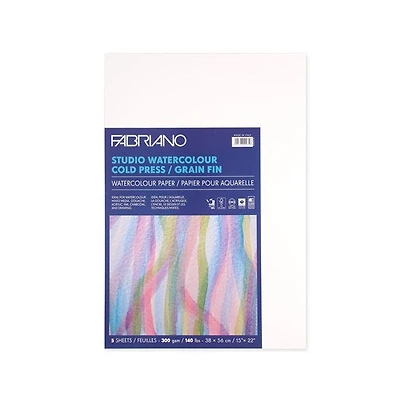 Papier aquarelle studio 300 g/m2 - blanc, 5 feuilles