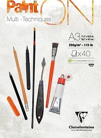 Paint'ON Mixed Media Glued Pad - Extra White 11.7 X 16.5 Inches