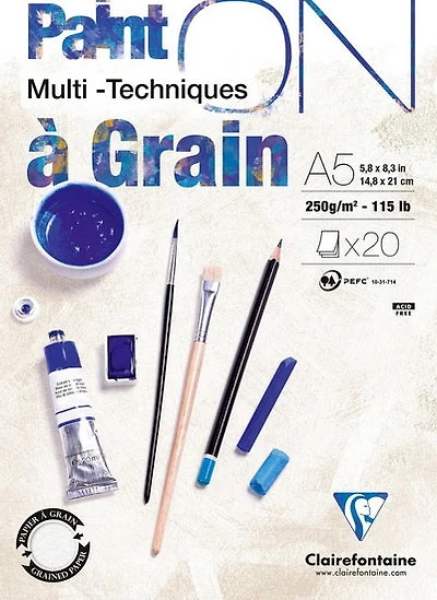 Bloc collé techniques mixtes paint'on - à grain - 5,8 x 8,3 pouces